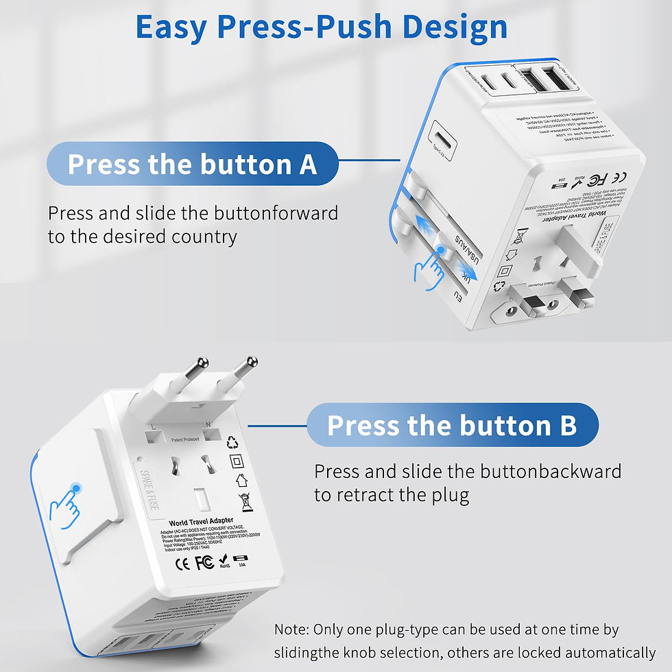 Thumbnail: Worldwide Travel Adapter, 2 USB & 3 Type-C, Universal Plug for 200+ Countries