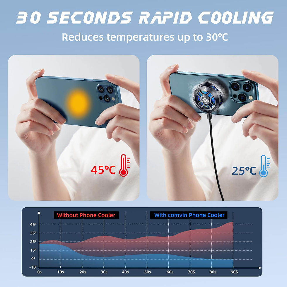 Thumbnail: Magnetic Phone Cooler for Gaming, Dual Mode with Temperature Display, Black