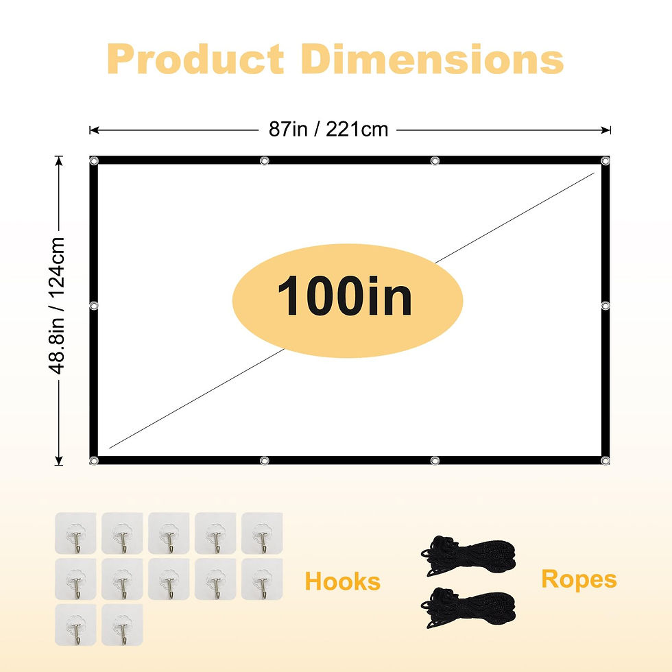 Thumbnail: XINLEMY 100-inch Projector Screen, Anti-Crease, 4K, Portable, Black