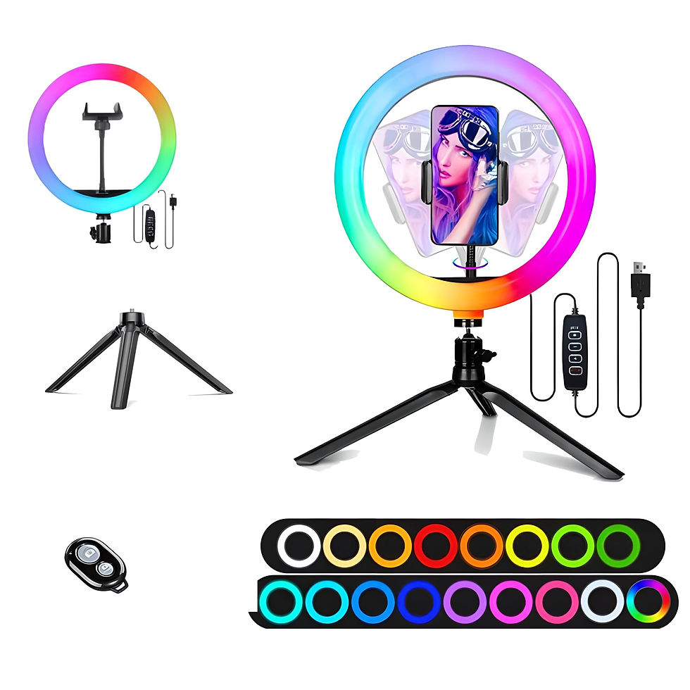 Thumbnail: 12" Selfie Ring Light with Tripod Stand, RGB Dimmable for Vlogging, TikTok