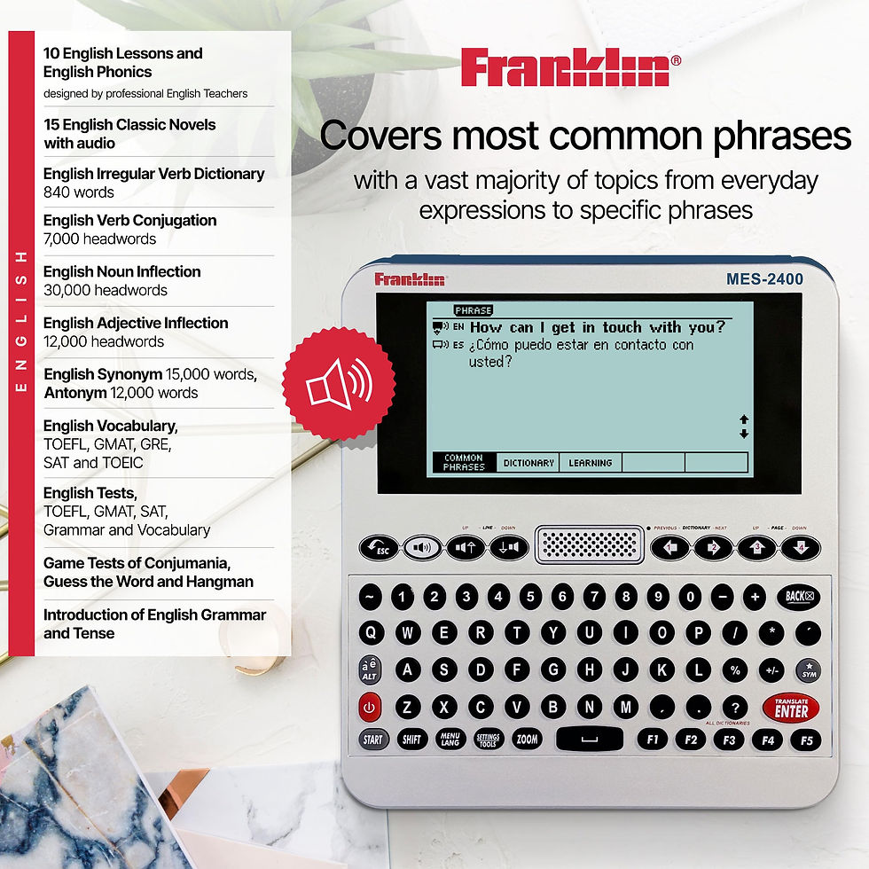 Thumbnail: Franklin MES-2400 Talking Dictionary & Multi-Language Translator, Blue