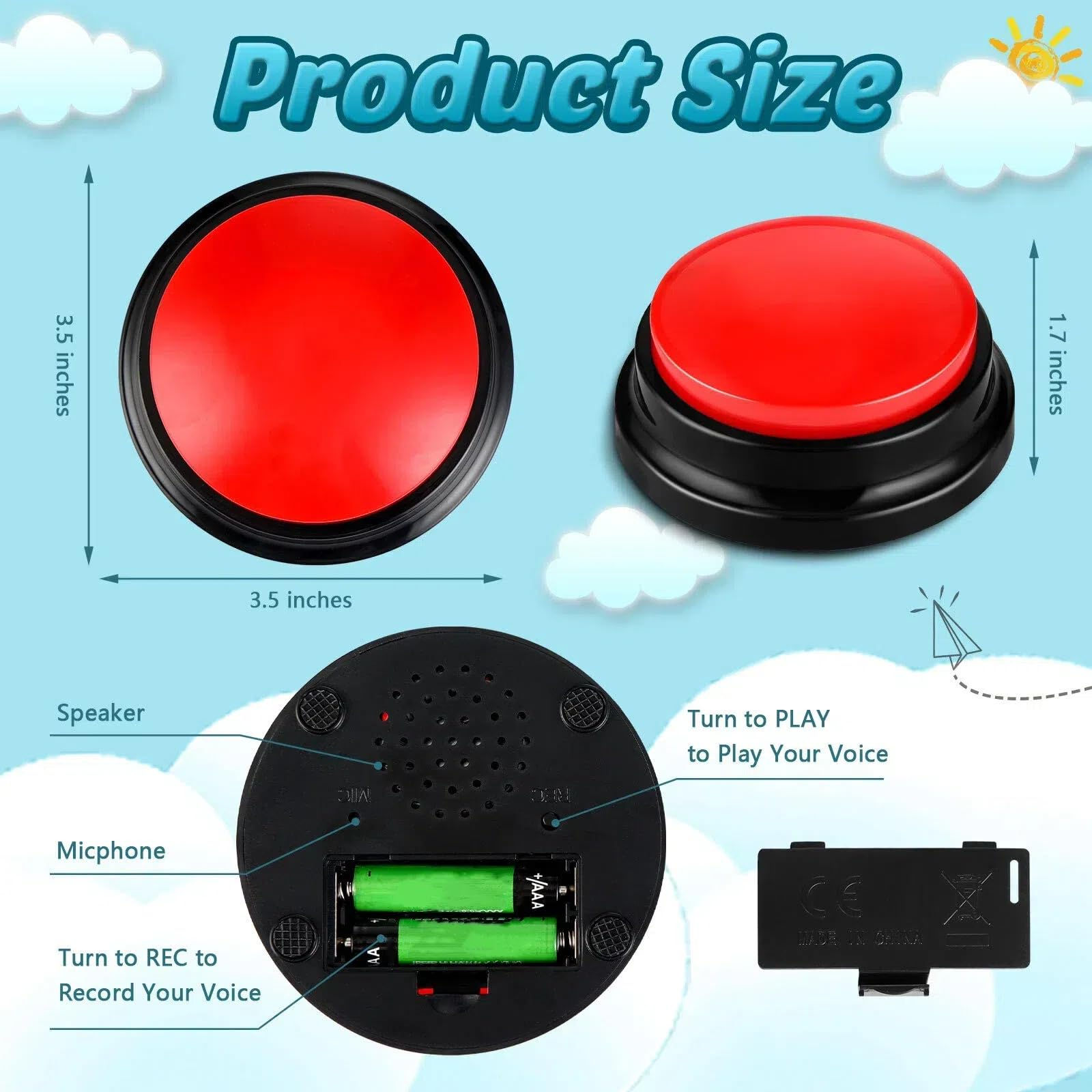 Jerify Packs Recordable Answer Buzzers Sounds and Show Buttons for Study Office