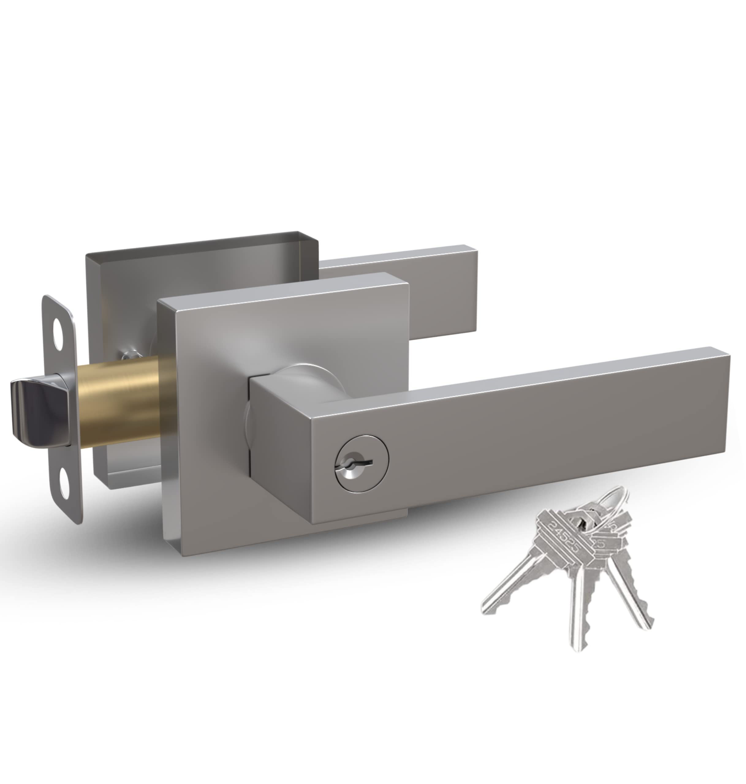 Mega Handles ROBELL Entry Lever, Door Handle, Square Locking Door Levers Set