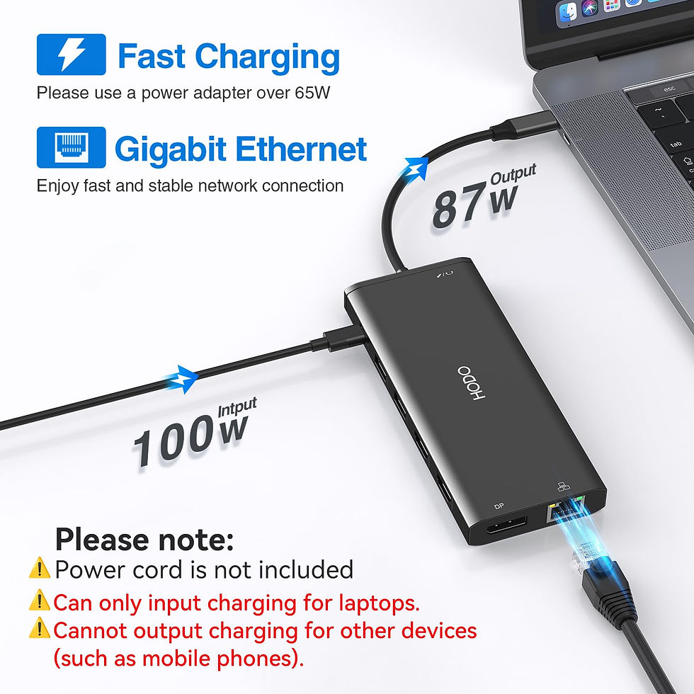 Thumbnail: USB-C Docking Station, Dual Monitor HDMI, 14-in-1, for Dell/HP/Laptop, Black