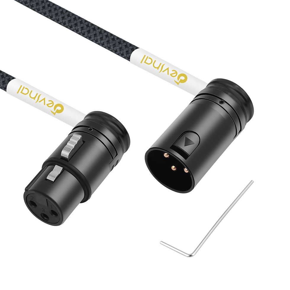 Thumbnail: Devinal 1FT 360° Rotatable XLR Cable Adapter 2pcs Angle Male to Female Black