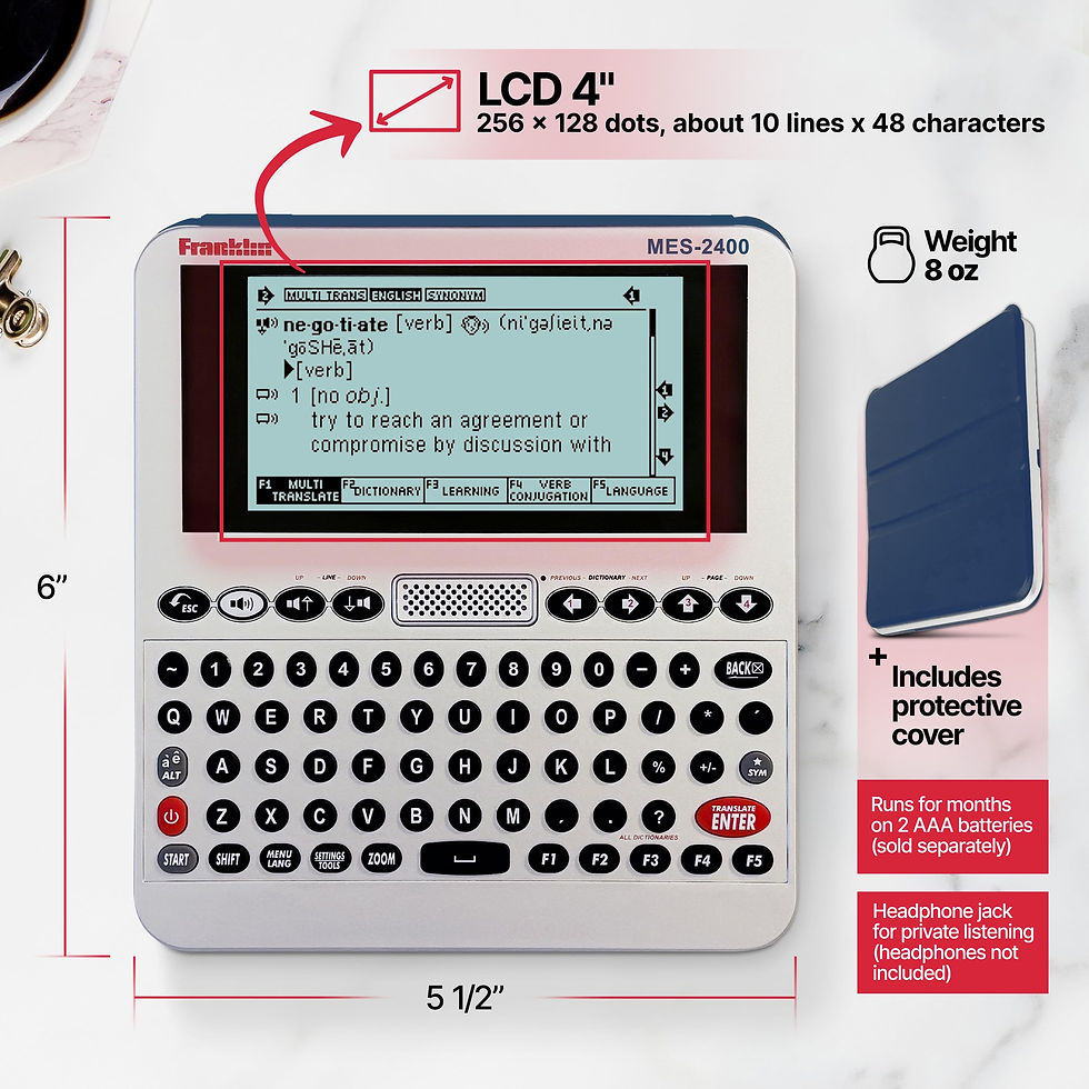 Thumbnail: Franklin MES-2400 Talking Dictionary & Multi-Language Translator, Blue
