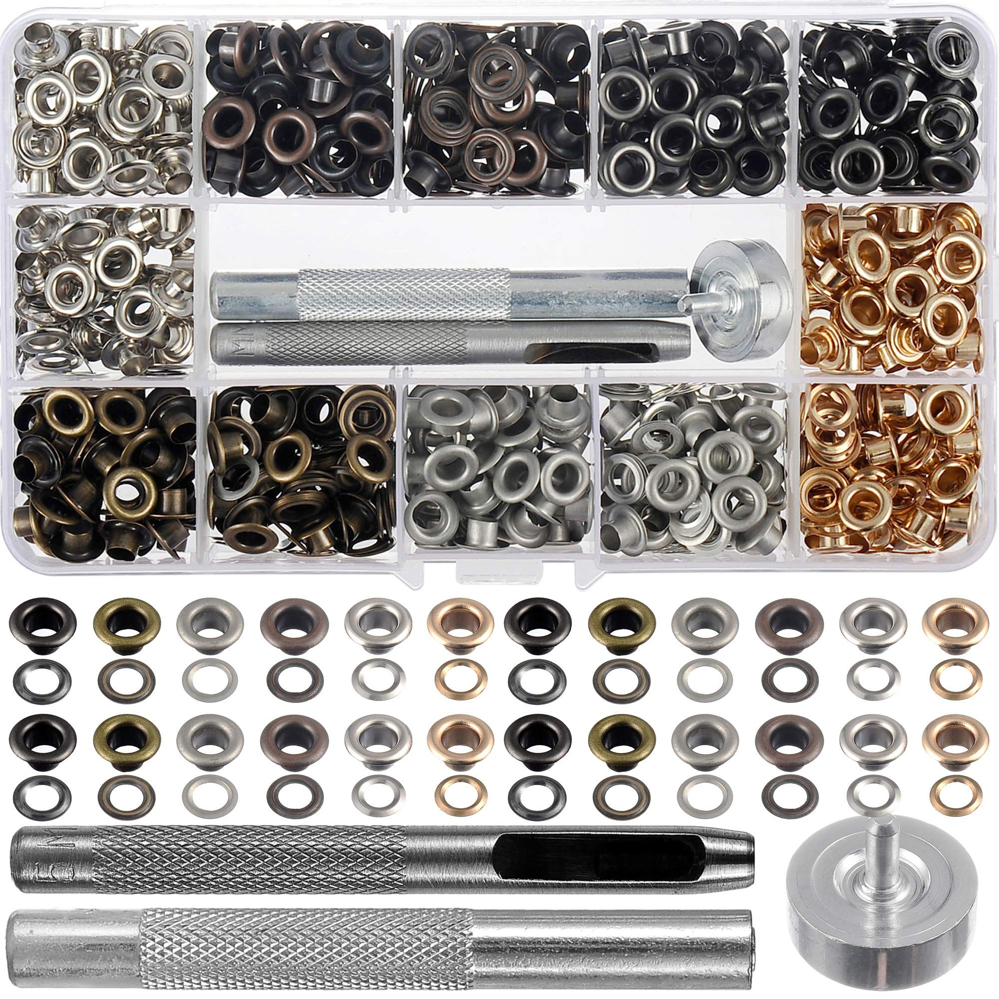 480 Kit for Fabric Color Eyelets Sets Grommet Mixed Leather with Tool Box
