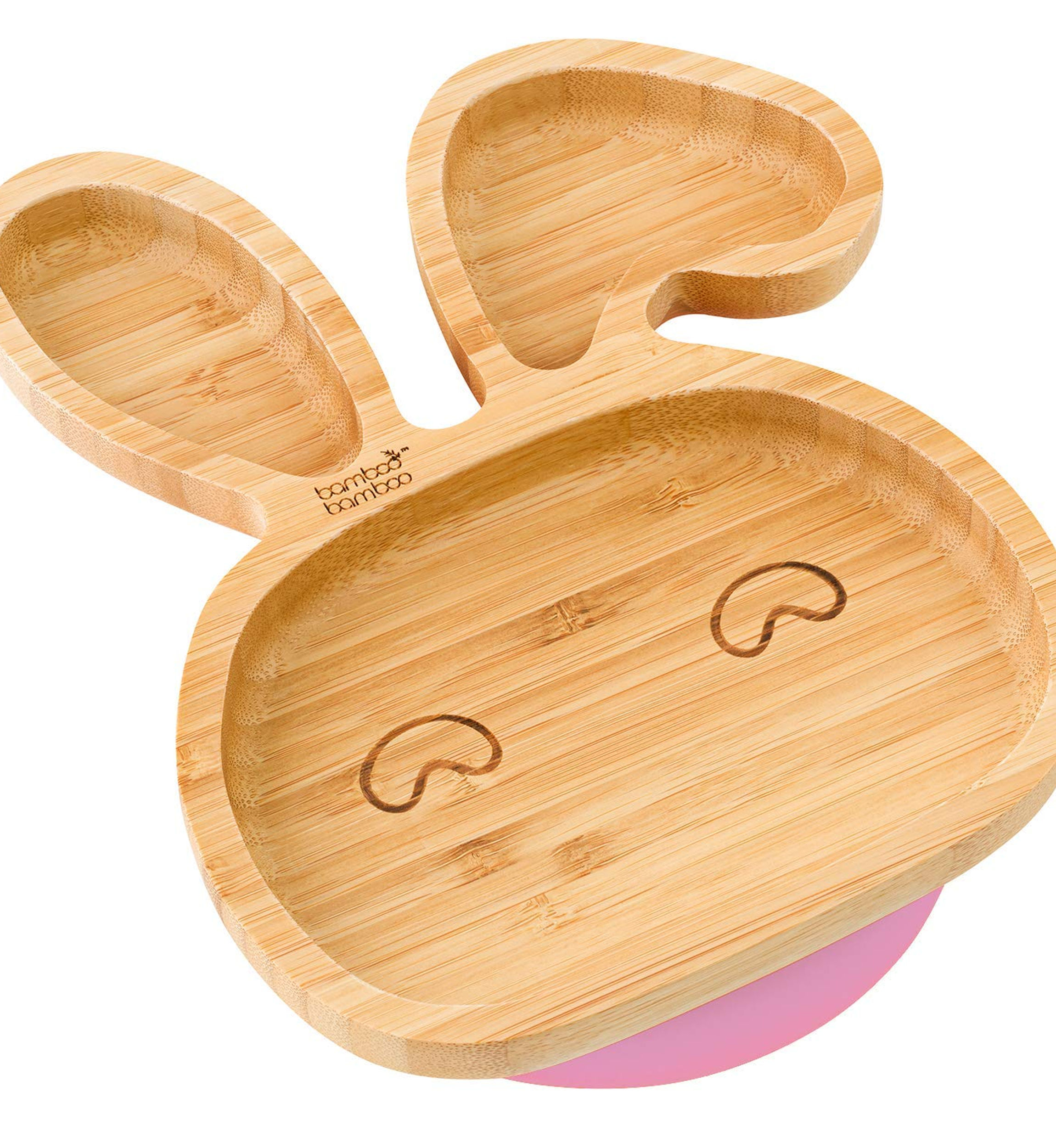 Bamboo Baby Bunny Suction Plate for Weaning, Pink, from 6 Months