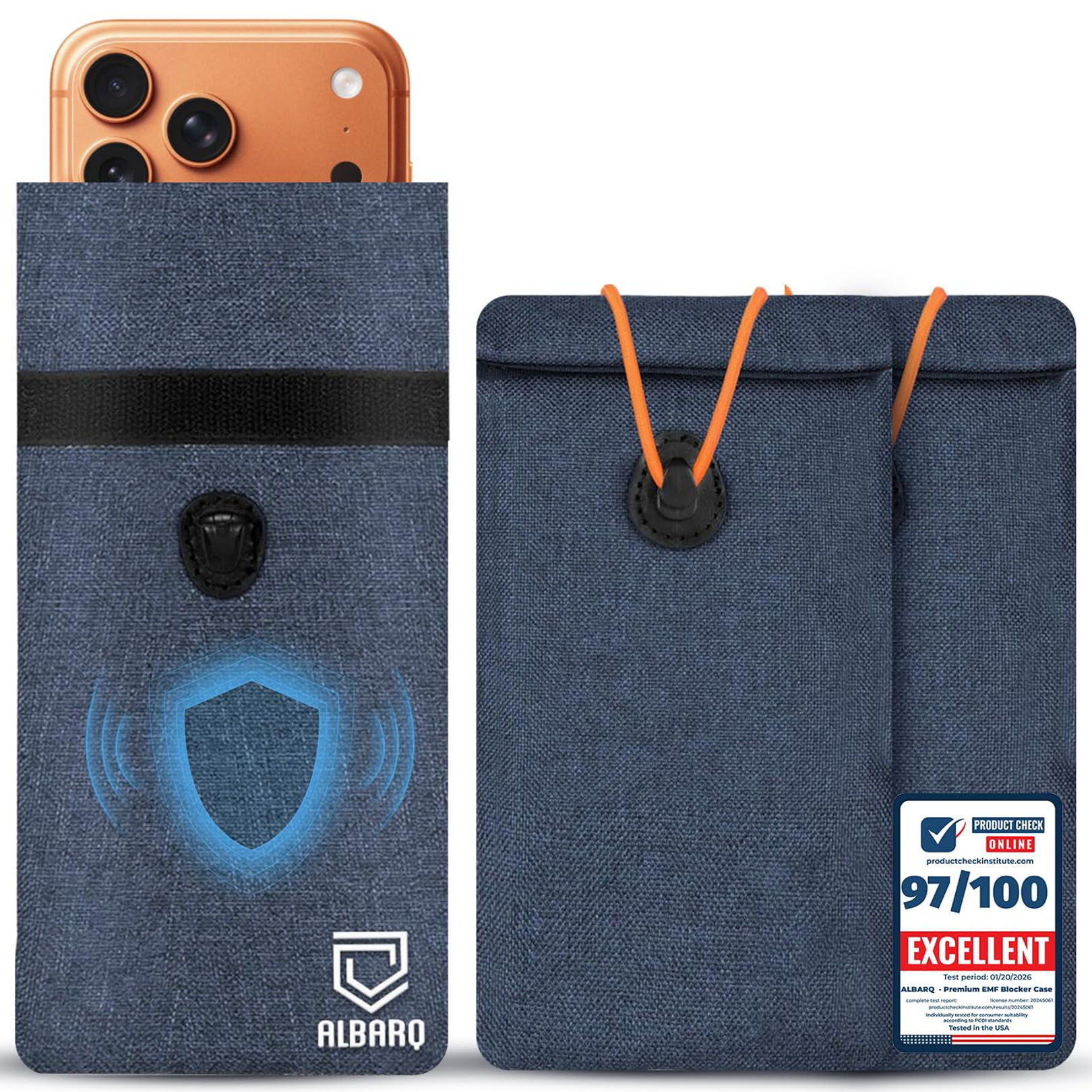 2 Faraday For Cell Phone Blocker Case Pack Bags EMF Blue Protection Size
