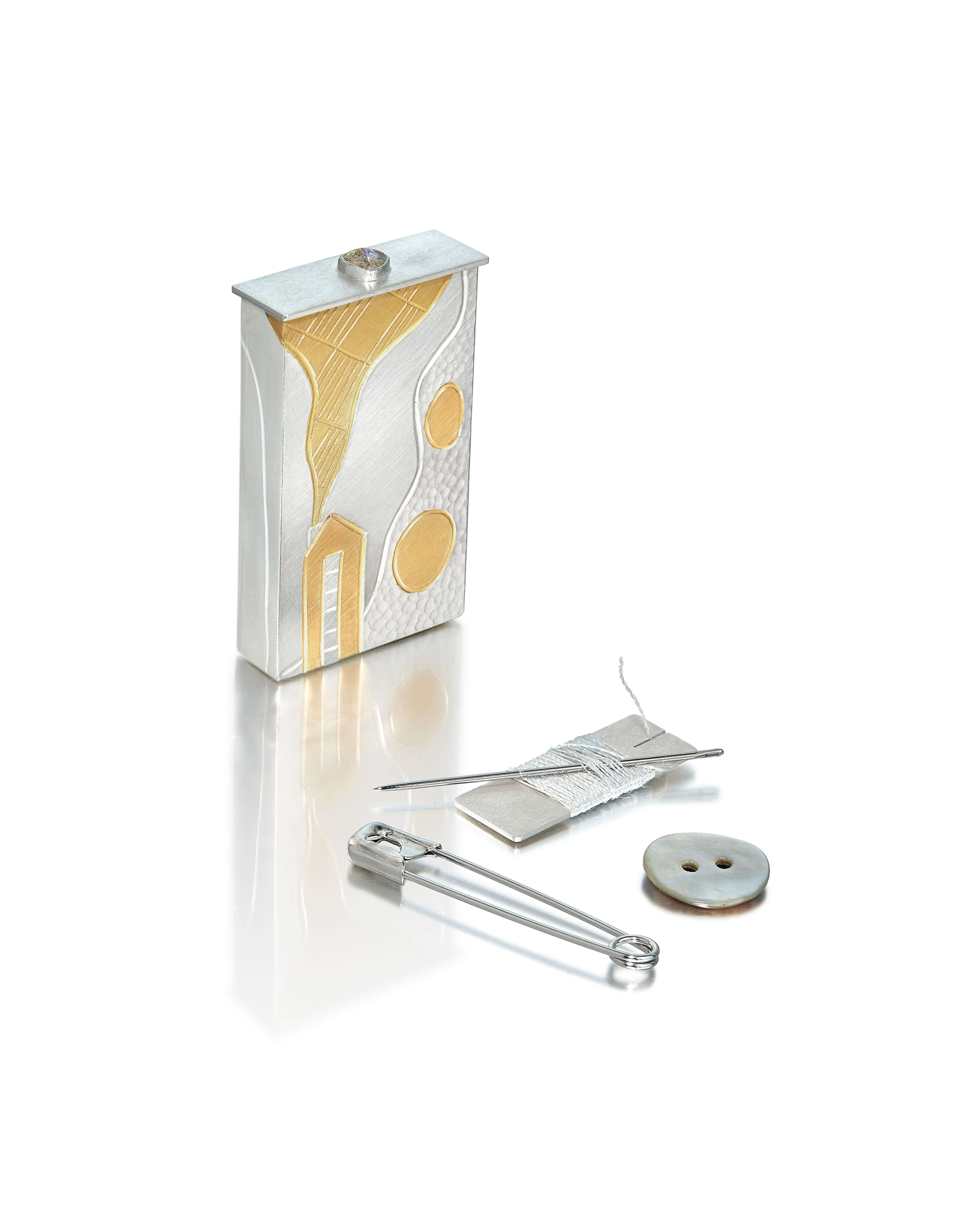 'Stitched Lines' Sewing Kit Brooch