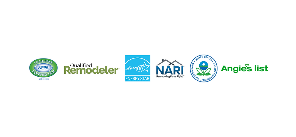 EPA Lead-Safe, Qualified Remodeler, Energy Star, NARI, Angie's List logos