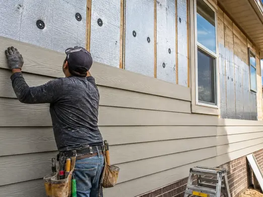 Insulated siding installation on a Texas home
