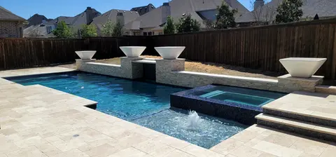 Luxury pool and spa with fountains