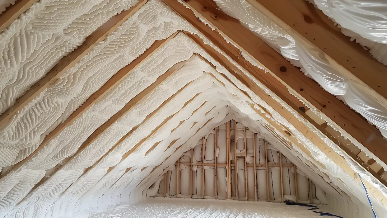 Spray foam insulation installed in attic