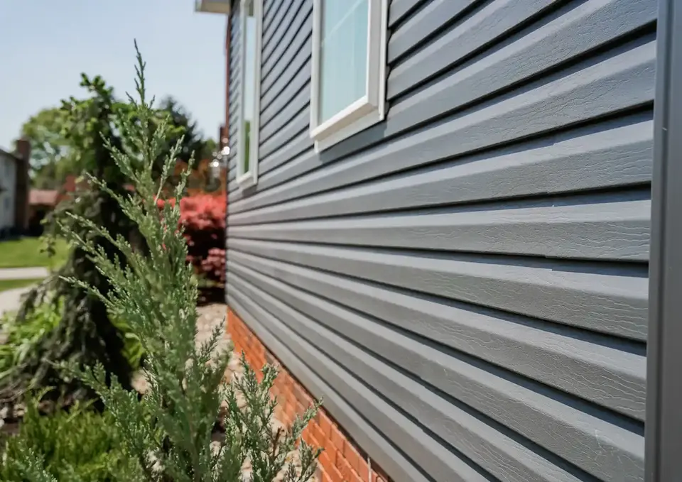 Gray house siding with window