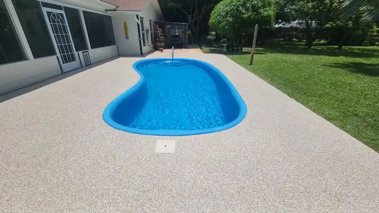 Blue pool and new deck