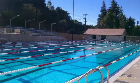 Olympic-size swimming pool with lanes