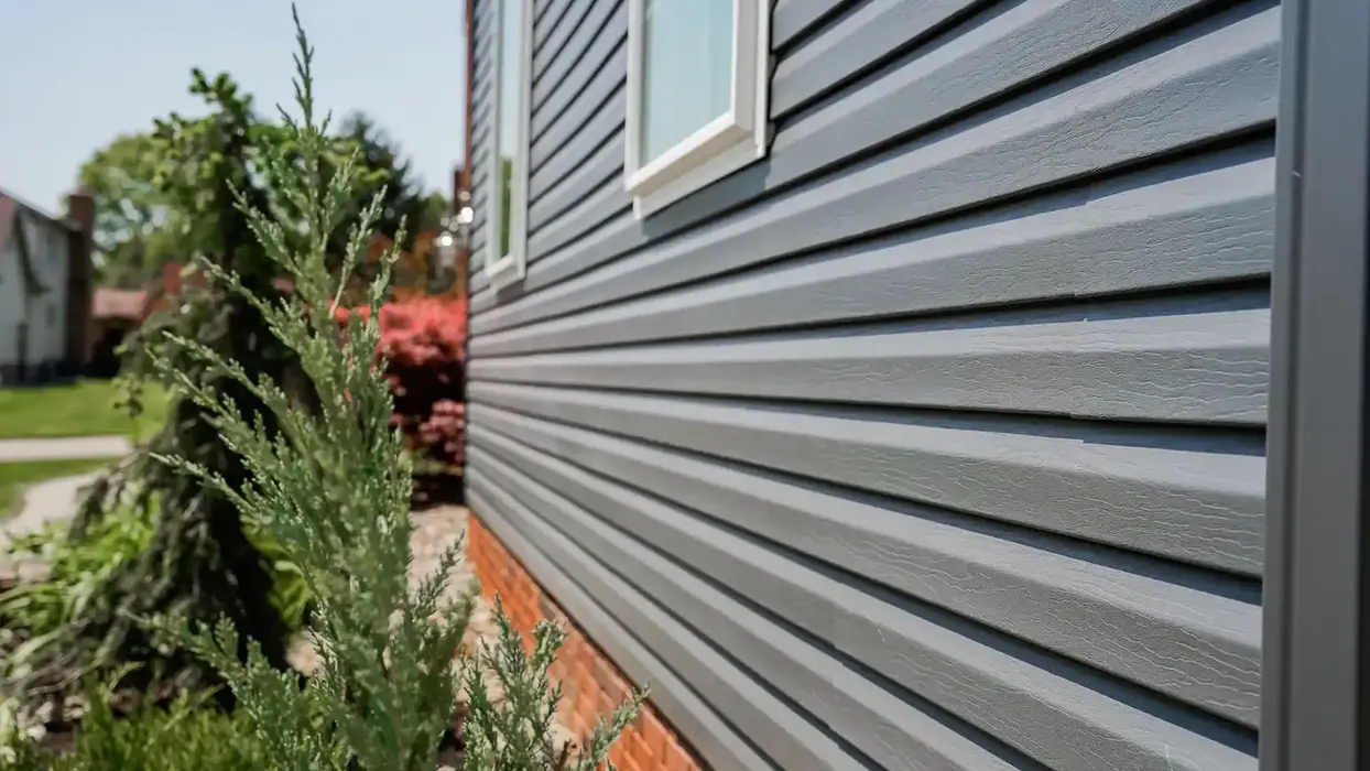 Gray vinyl siding on a home exterior