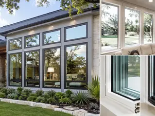 Double-pane and triple-pane replacement windows installed in a modern Texas home