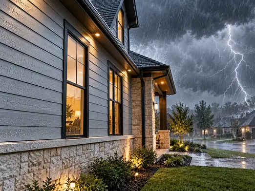 Insulated siding protecting a Texas home during a storm