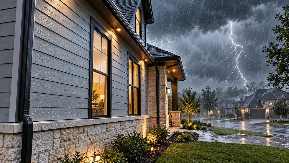 Insulated siding protecting a Texas home during a storm