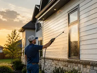 Homeowner cleaning insulated siding on a modern home to maintain energy efficiency and long-lasting curb appeal.