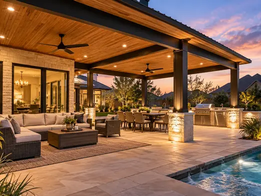 Professional patio cover installation in DFW for a Texas outdoor living space