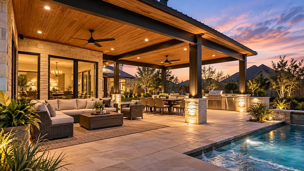 Professional patio cover installation in DFW for a Texas outdoor living space