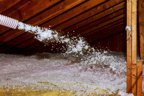 Blown-in attic insulation installation