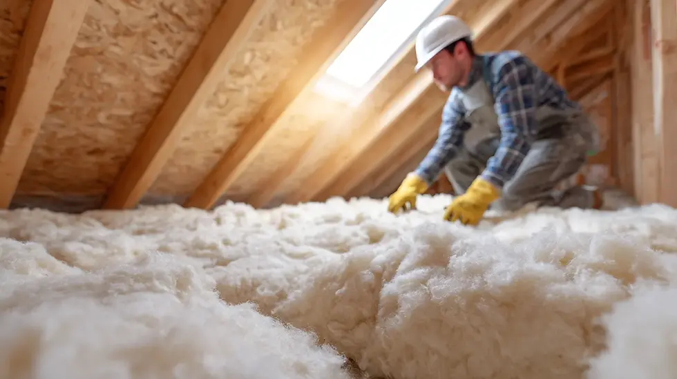 Home insulation installation in progress for energy efficiency