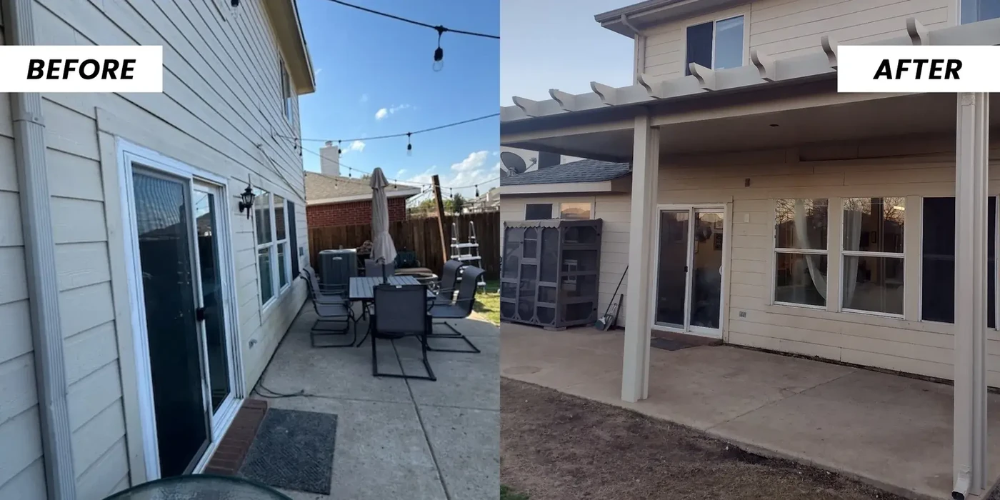 Patio makeover: Before & After; new pergola added