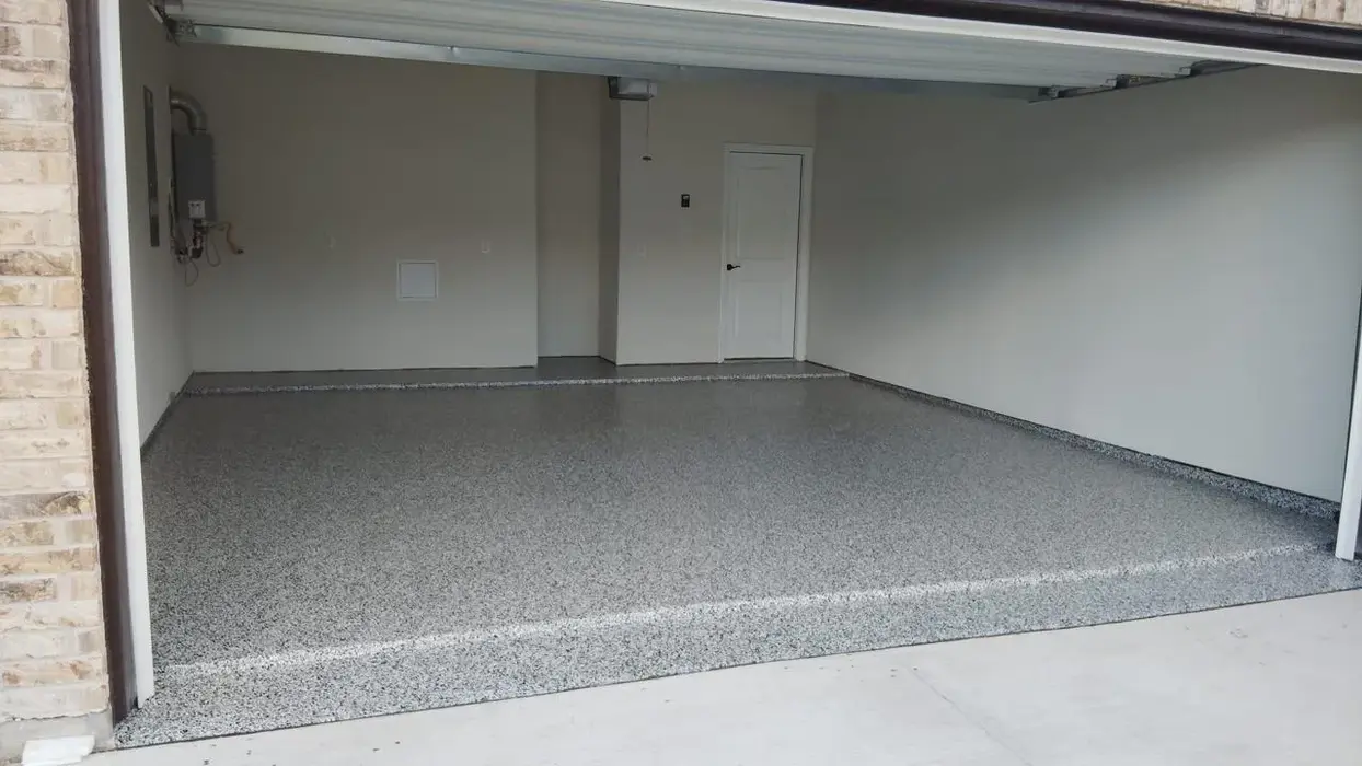 New garage with gray epoxy floor coating