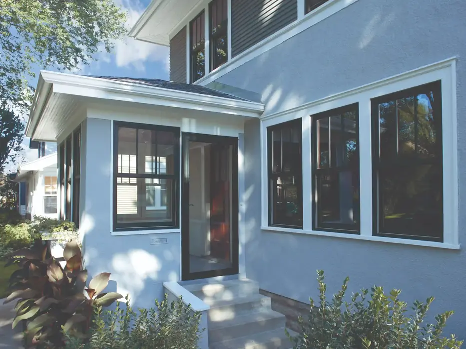 House exterior with black windows