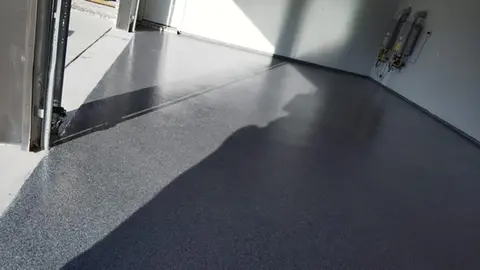 Sleek gray epoxy garage floor coating