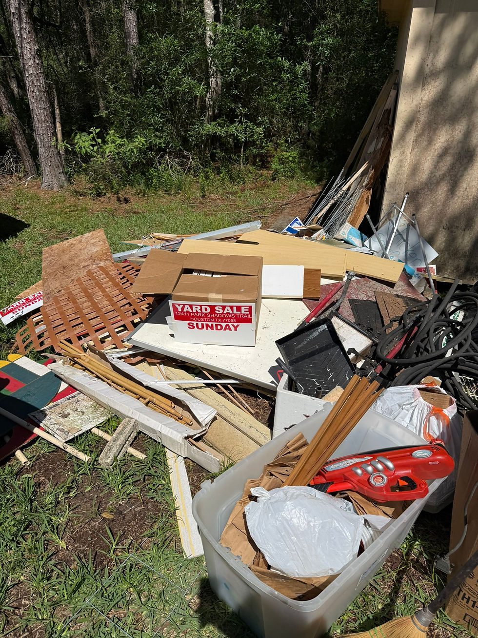 Residential property with unwanted junk and debris ready for complete property cleanout