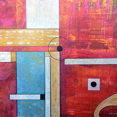 RED SQUARES - ACRYLIC ON CANVAS 60X70 CM   