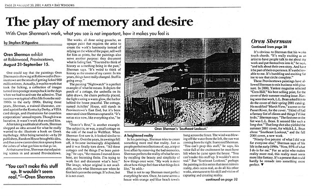 Article about artists Provincetown artist Oren Sherman.