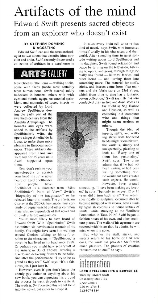 Article about NYC-based artist and author Edward Swift.