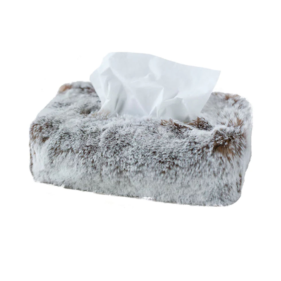 Evelyne Prelonge Faux Fur Tissue Box Cover - Rectangle (Chestnut)