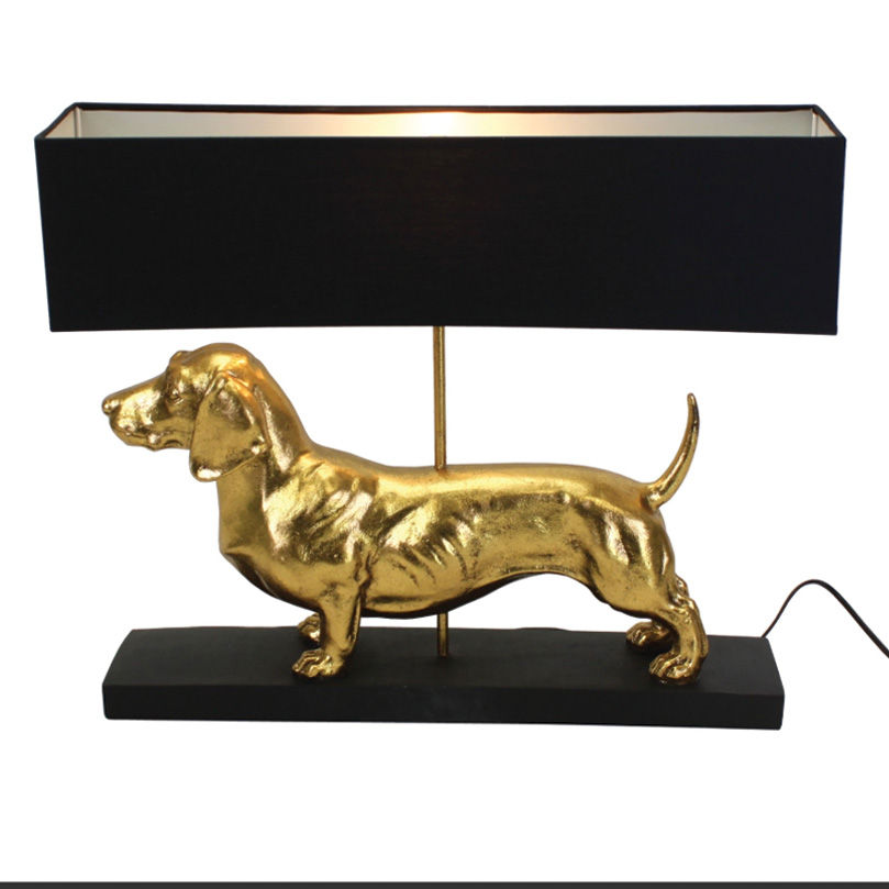 Thumbnail: Werner Vob Vienna Dachshund Dog Table Lamp (Black/Gold)