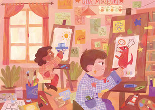 Kids painting in an art classroom