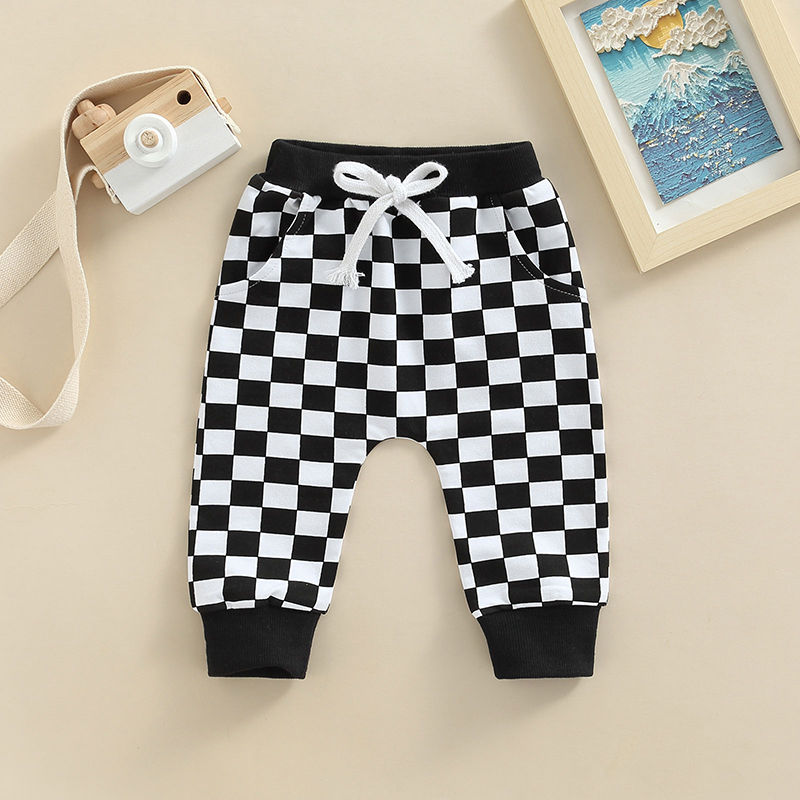 Thumbnail: Checkerboard Print Casual Baby Trousers for Toddlers