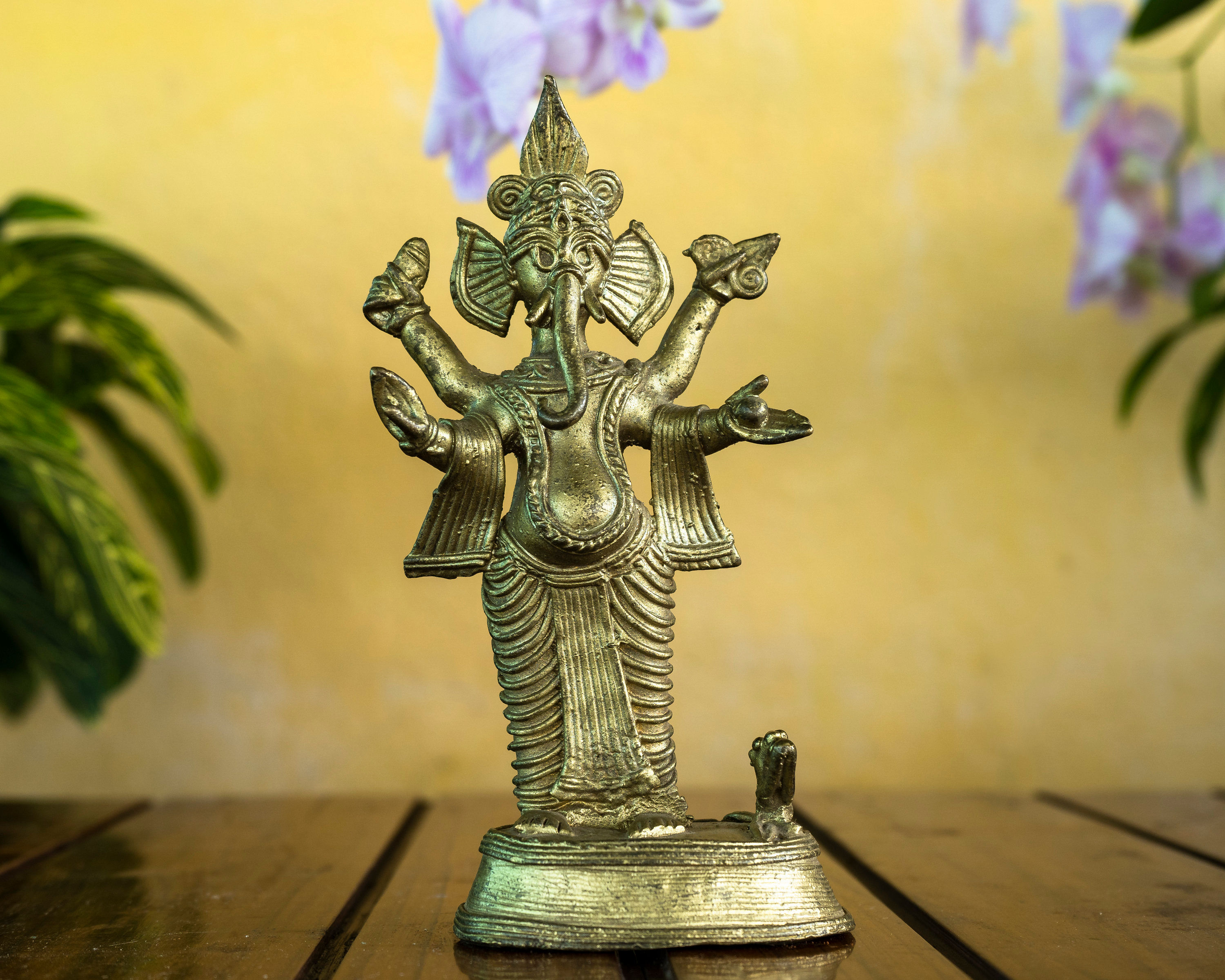 Dhokra Art - Ganesh Brass Statue - Hand Made Primitive tribal craft Dokra