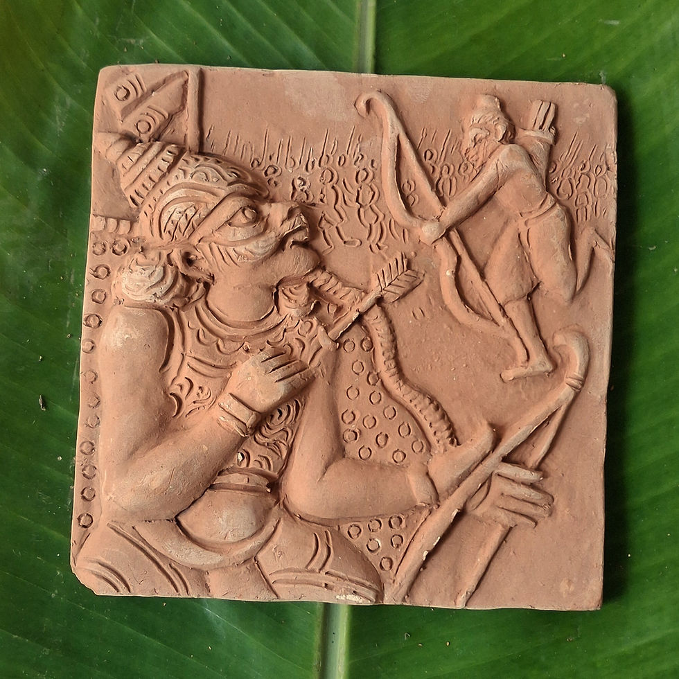 Thumbnail: Bishnupur terracotta tiles for wall depicting Ramayana -set of 24 Handmade tiles