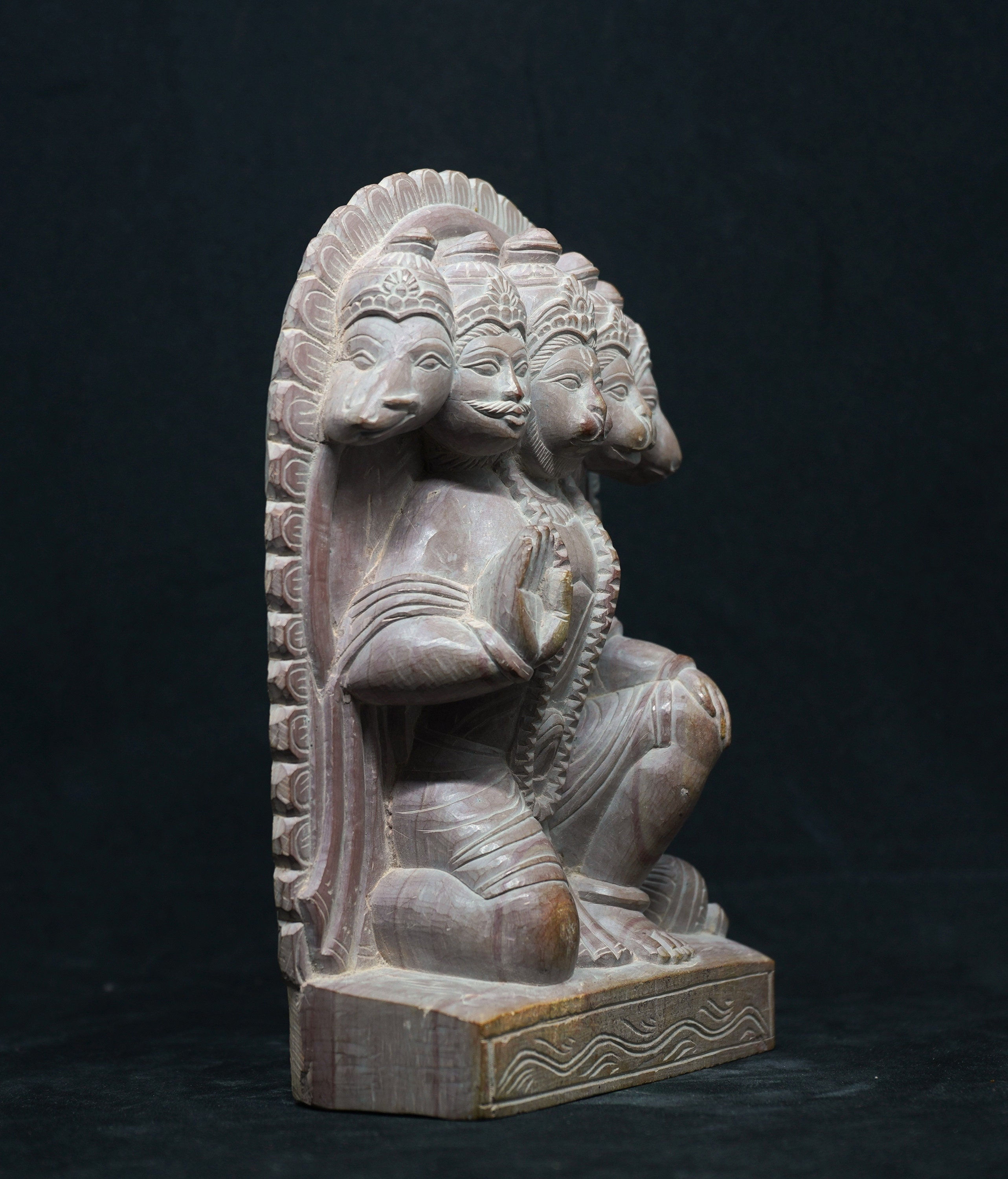 Monolithic Hand Made - Panchmukhi Hanuman Statue - Indian Hindu God idol