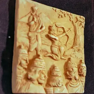Thumbnail: Handmade terracotta tiles depicting scenes of Mahabharat -set of 24