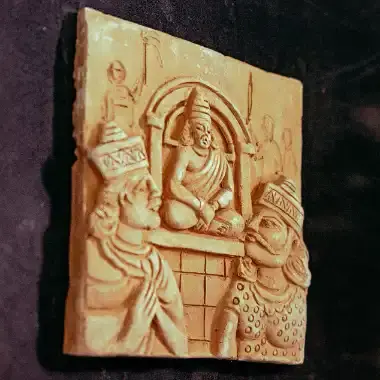 Thumbnail: Handmade terracotta tiles depicting scenes of Mahabharat -set of 8 collection 2