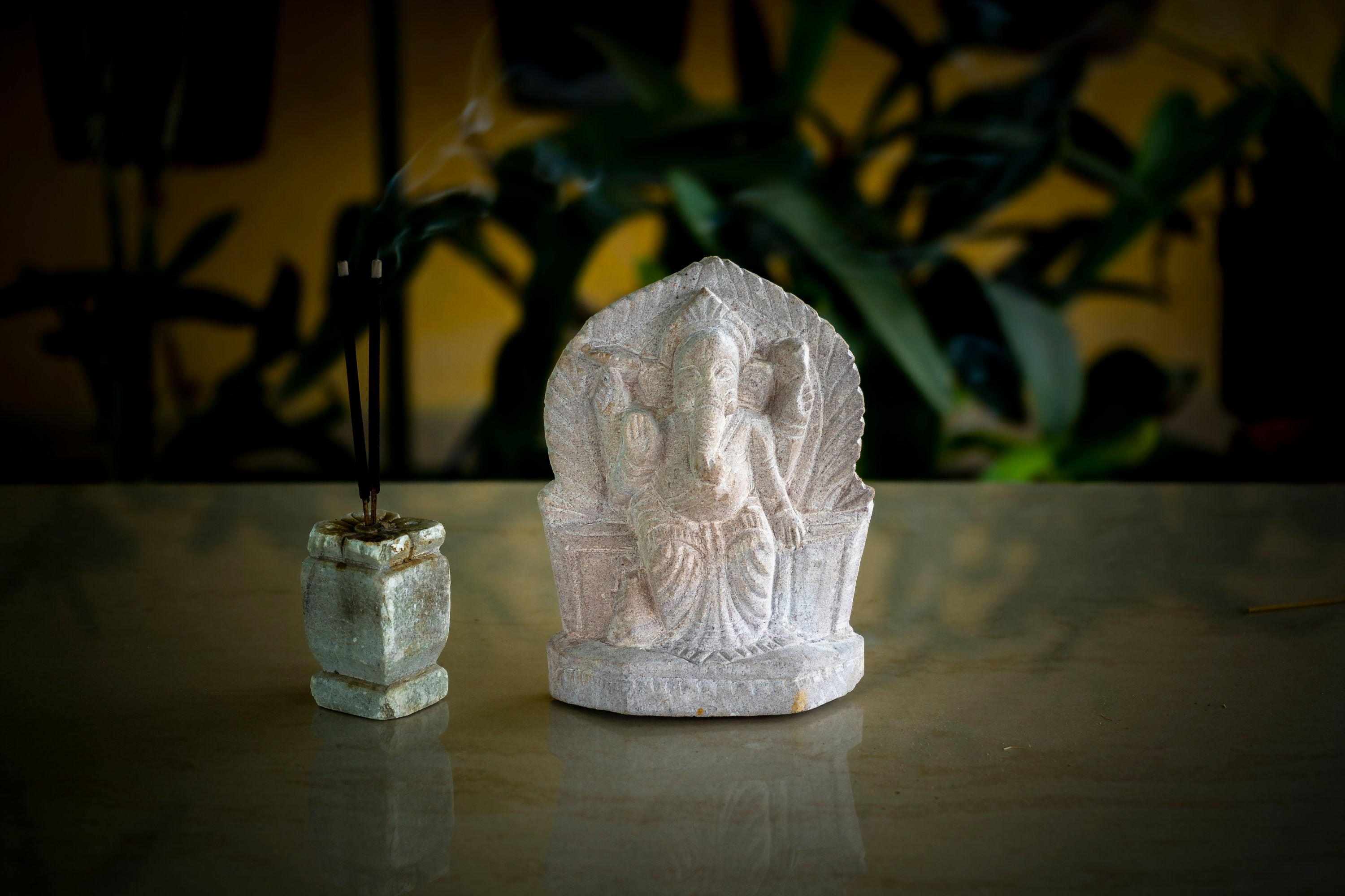 Monolithic Stone Ganesh Statue sculpture