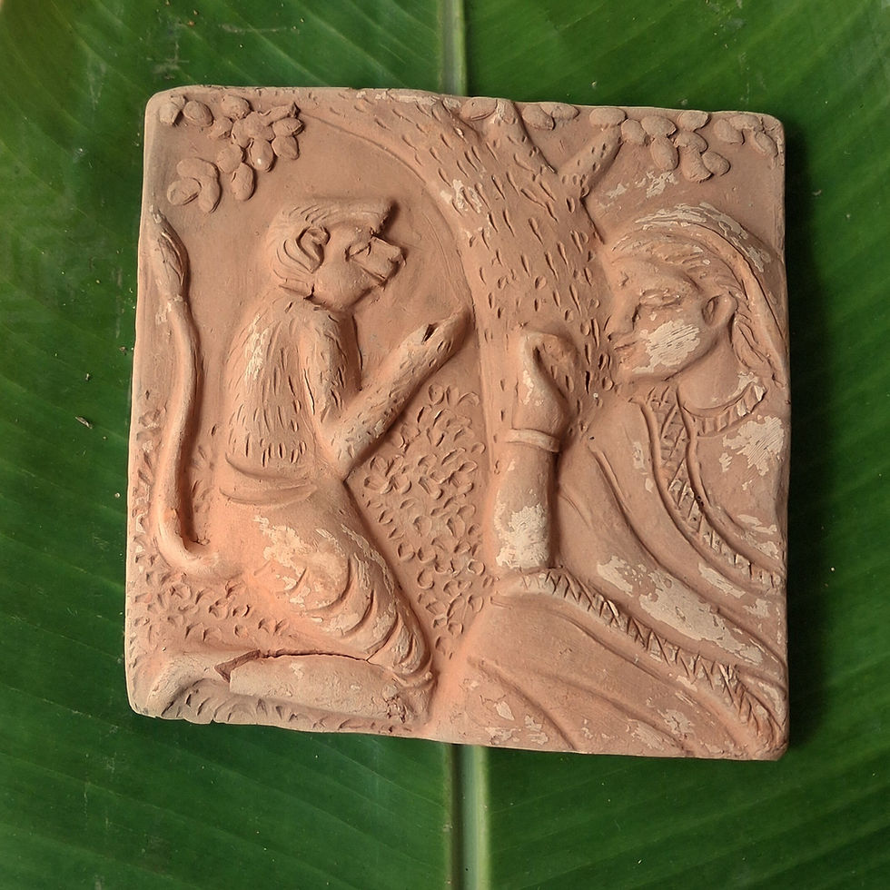 Thumbnail: Bishnupur terracotta tiles for wall depicting Ramayana -set of 24 Handmade tiles