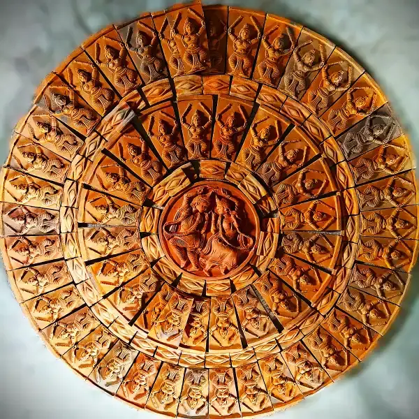 Thumbnail: Bishnupur Handmade terracotta wall tiles depicting Brajalila of Radha Krishna